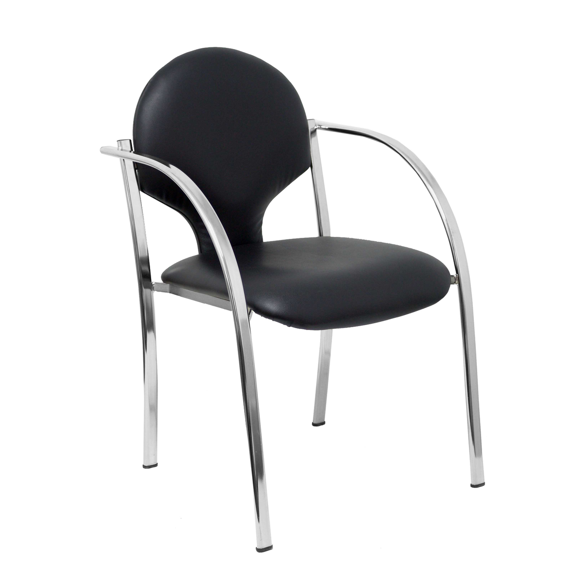 Pack de sillas Piqueras y Crespo Hellin Similpiel - Chasis cromado · Pack 2 - Negro