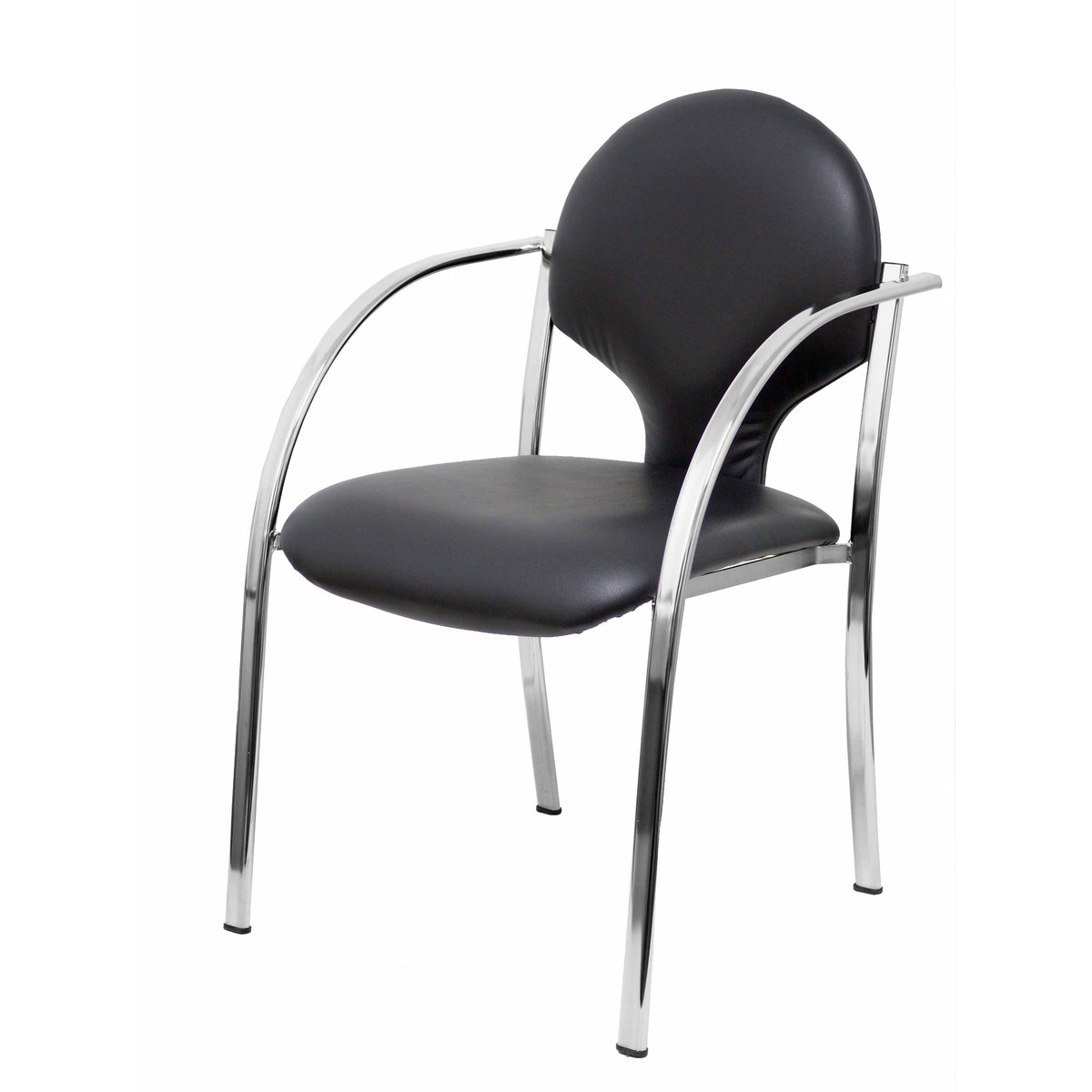 Pack de sillas Piqueras y Crespo Hellin Similpiel - Chasis cromado · Pack 2 - Negro