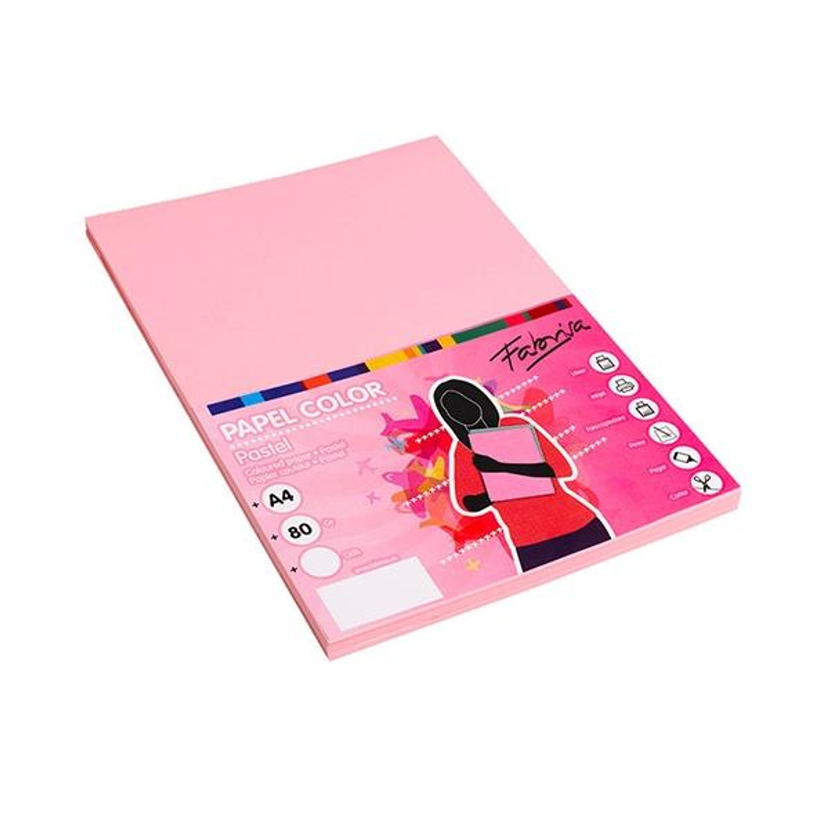 Papel de color Fabrisa Paq.100h 80g A4 Rosa Claro