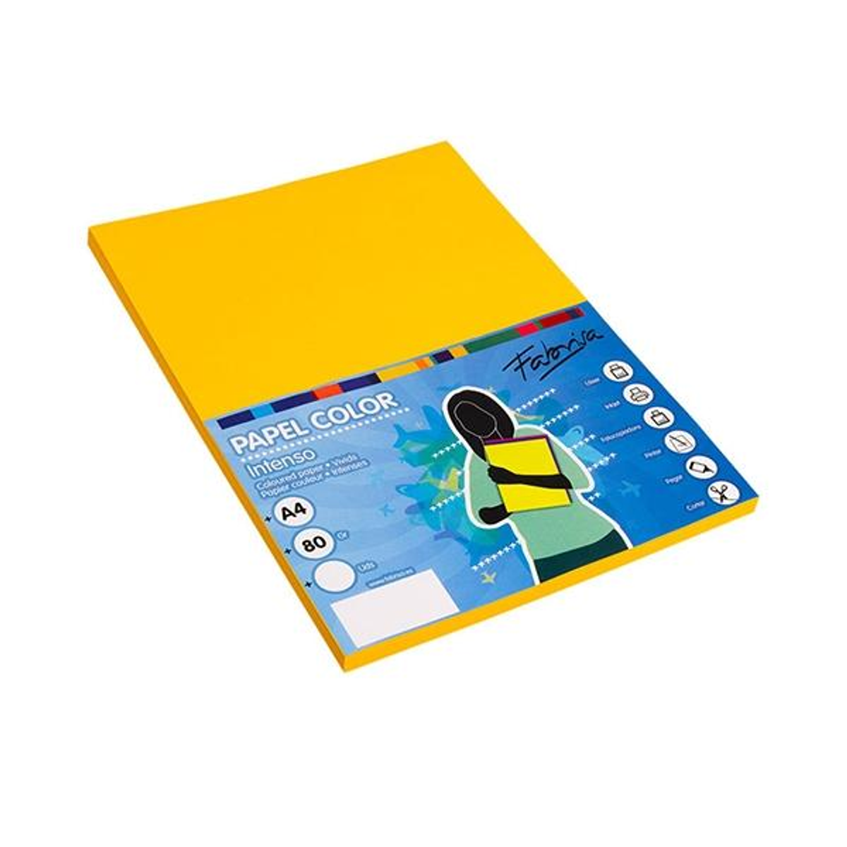 Papel de color Fabrisa Paq.100h 80g A4 Oro