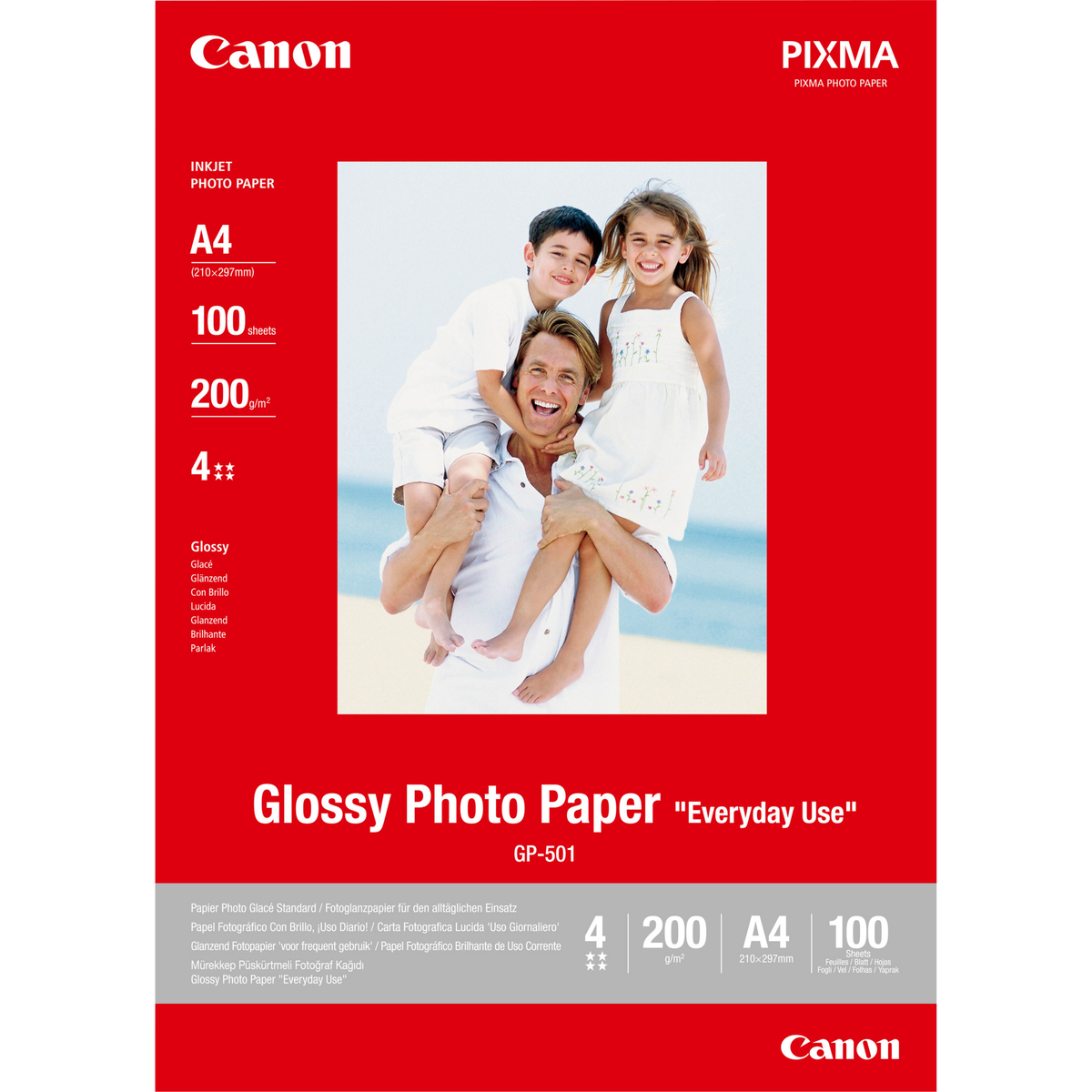 Papel fotográfico Canon Brillante. 100 Hojas. A4. 170g