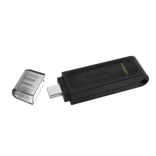 Pendrive Kingston DataTraveler 70 128 GB, tapa retirada y conector USB-C
