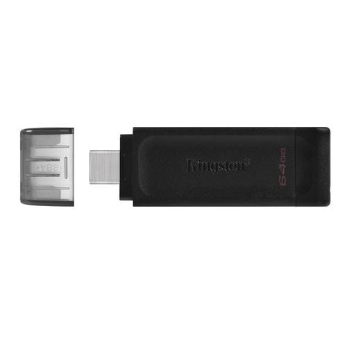 Pendrive Kingston DataTraveler 70 64 GB, vista frontal con el conector USB-C