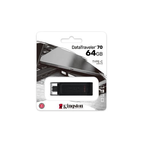 Pendrive Kingston DataTraveler 70 64 GB, embalaje frontal