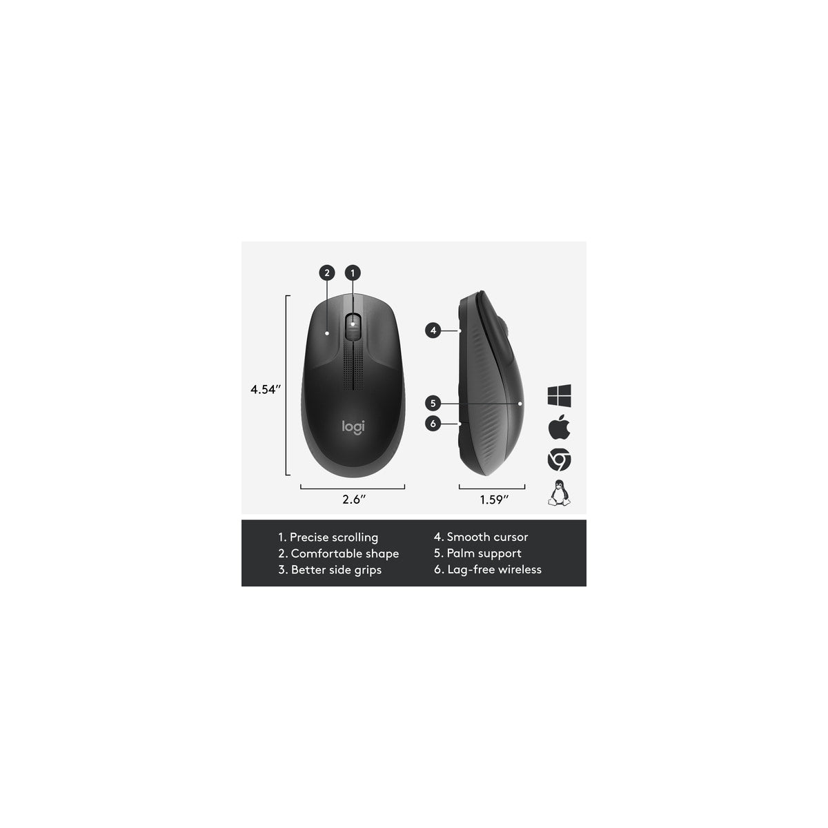 Ratón Logitech M190 inalámbrico gris oscuro, vista 11