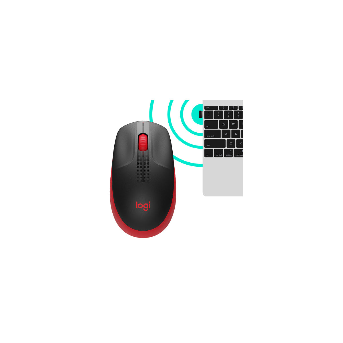 Ratón Logitech M190 inalámbrico rojo, vista 4