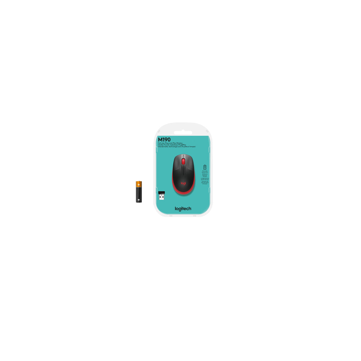 Ratón Logitech M190 inalámbrico rojo, vista 7