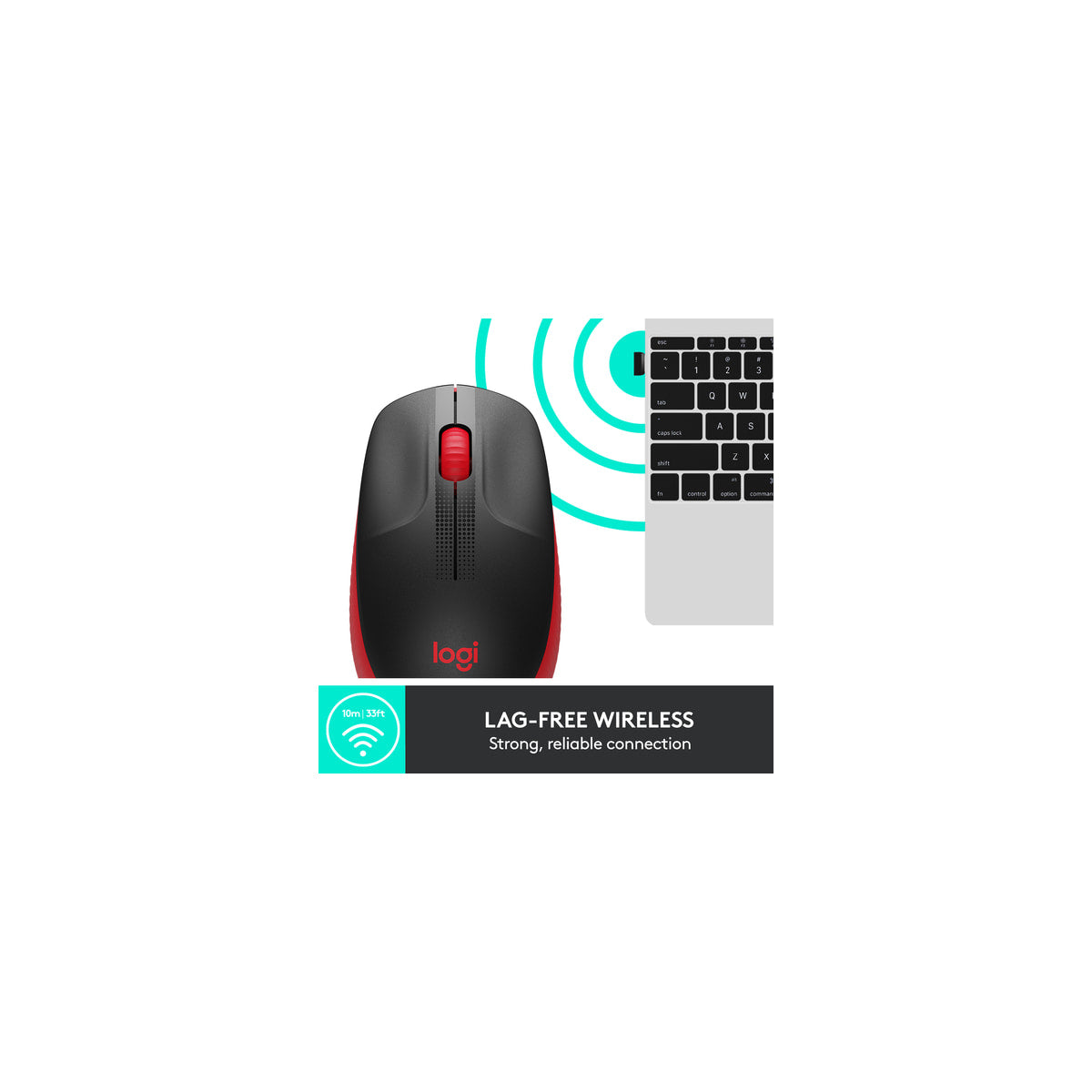 Ratón Logitech M190 inalámbrico rojo, vista 9