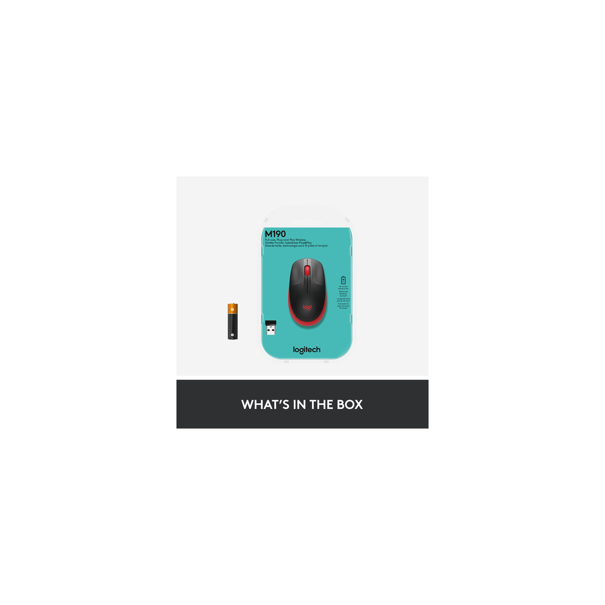 Ratón Logitech M190 inalámbrico rojo, vista 12