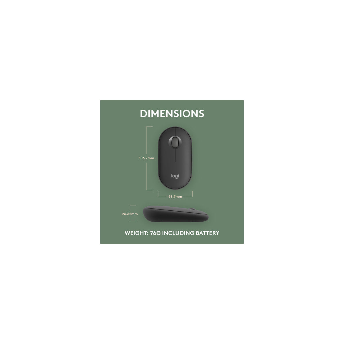 Ratón Logitech Pebble Mouse 2 M350S inalámbrico grafito, vista 11