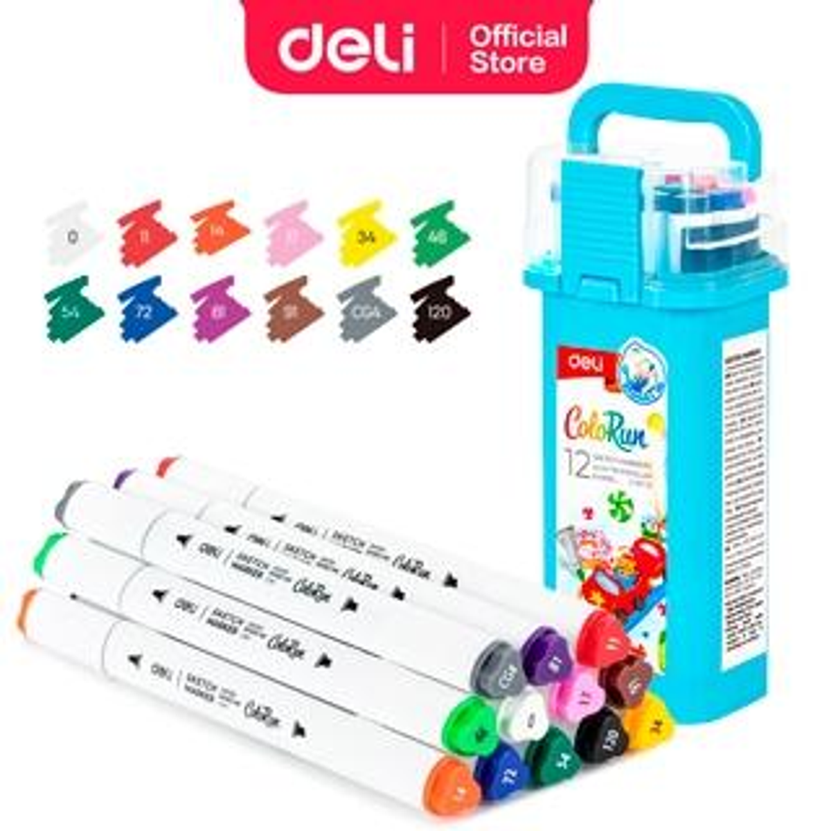 Rotulador Deli Maletin 12 Rotuladores Colorun Doble Punta Colores Surtidos