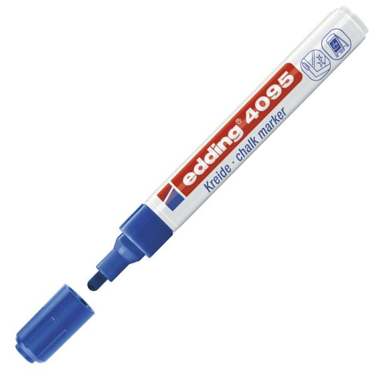 Rotulador Edding Marcador Tiza Liquida 4095 Punta Conica Trazo 2-3mm Azul