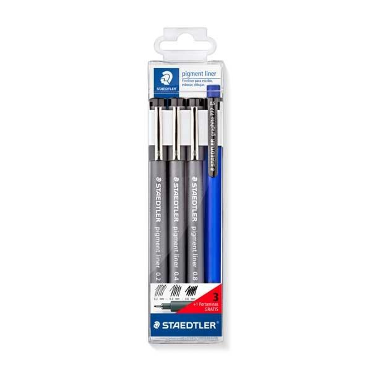 Rotulador Staedtler Paq.3 Rotuladores Calibrados Pigment Liner 308 + Portaminas Trazos