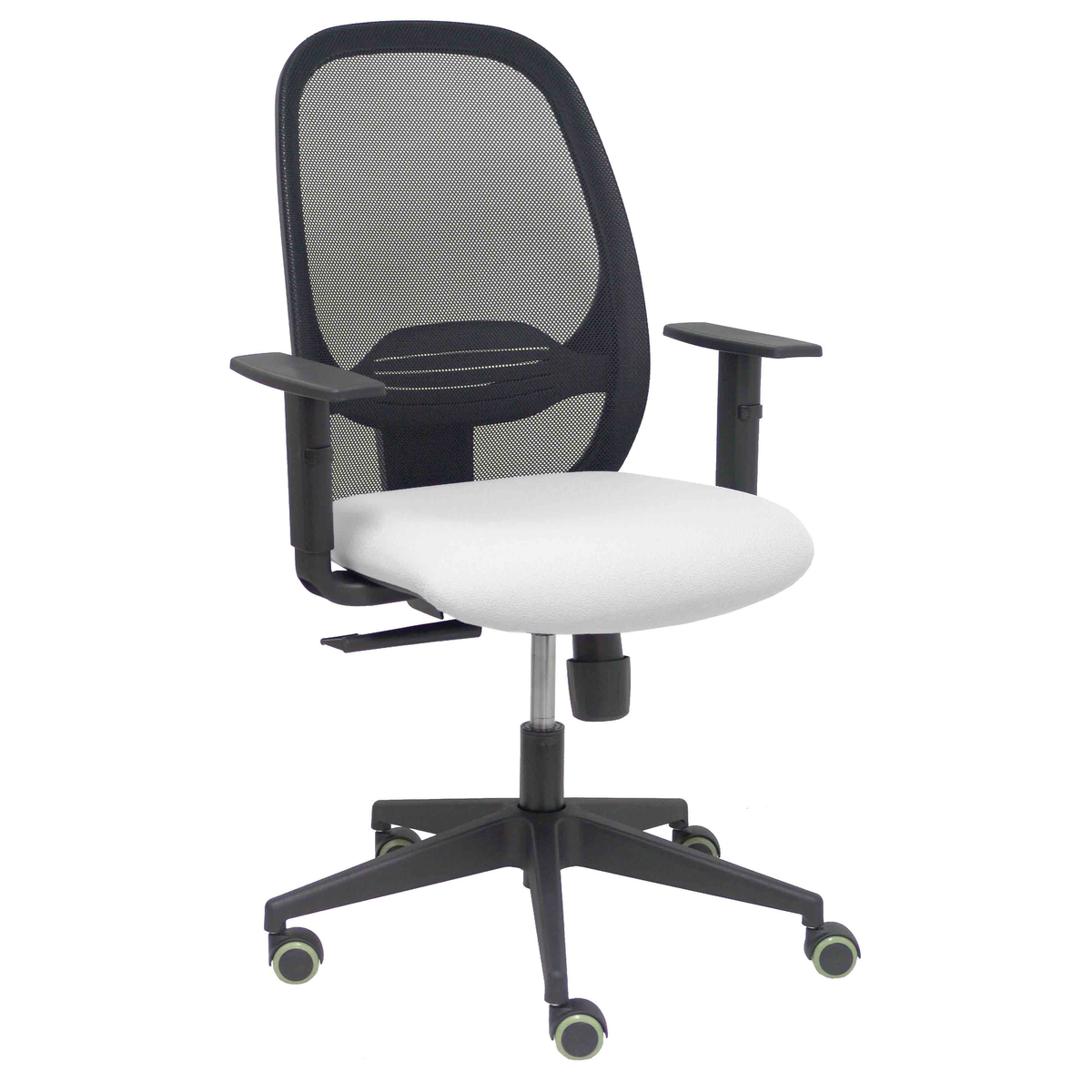 Silla de oficina Piqueras y Crespo Cilanco Negra Malla + Bali - Brazos regulables - Blanco