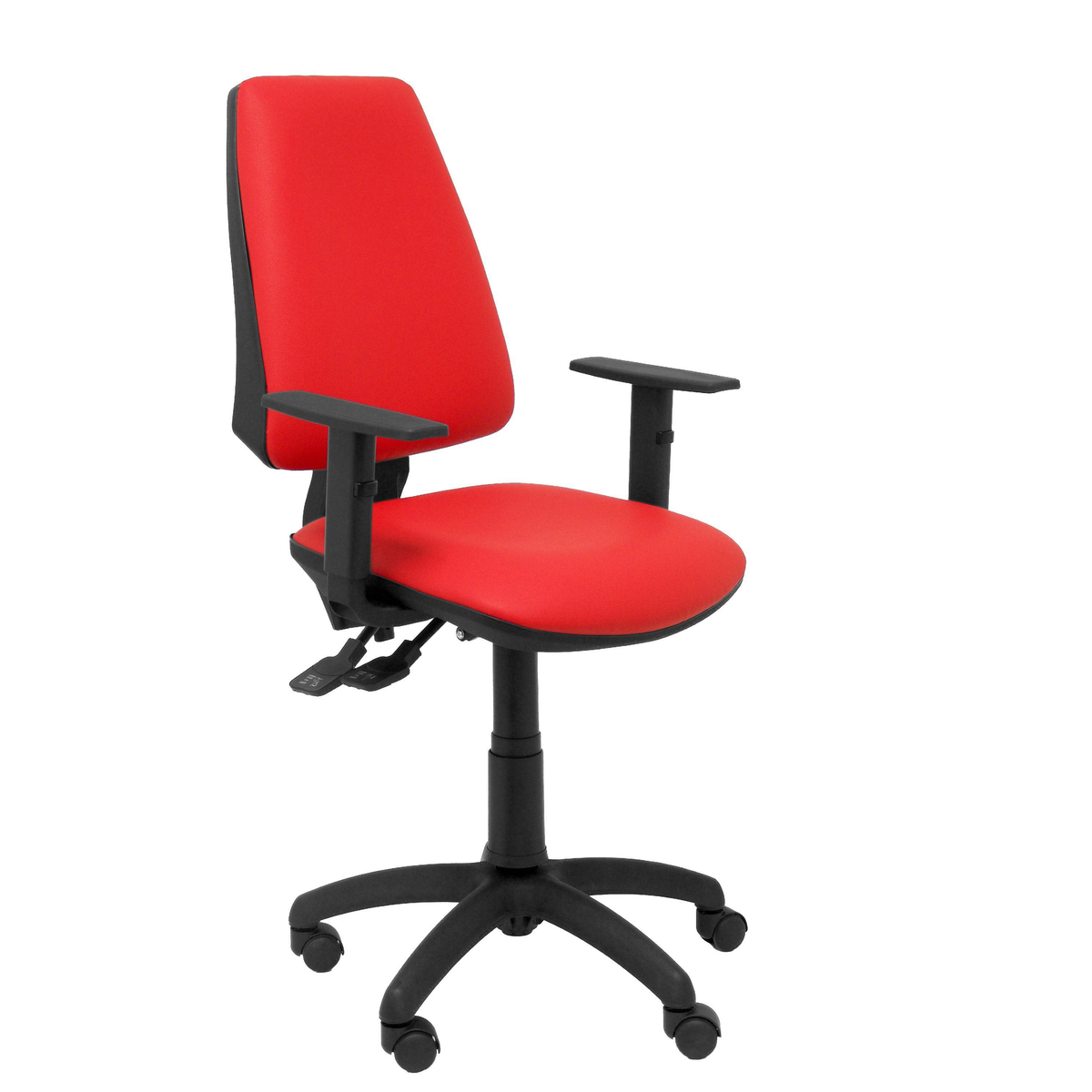 Silla de oficina Piqueras y Crespo Elche S Similpiel - Brazos regulables - Rojo