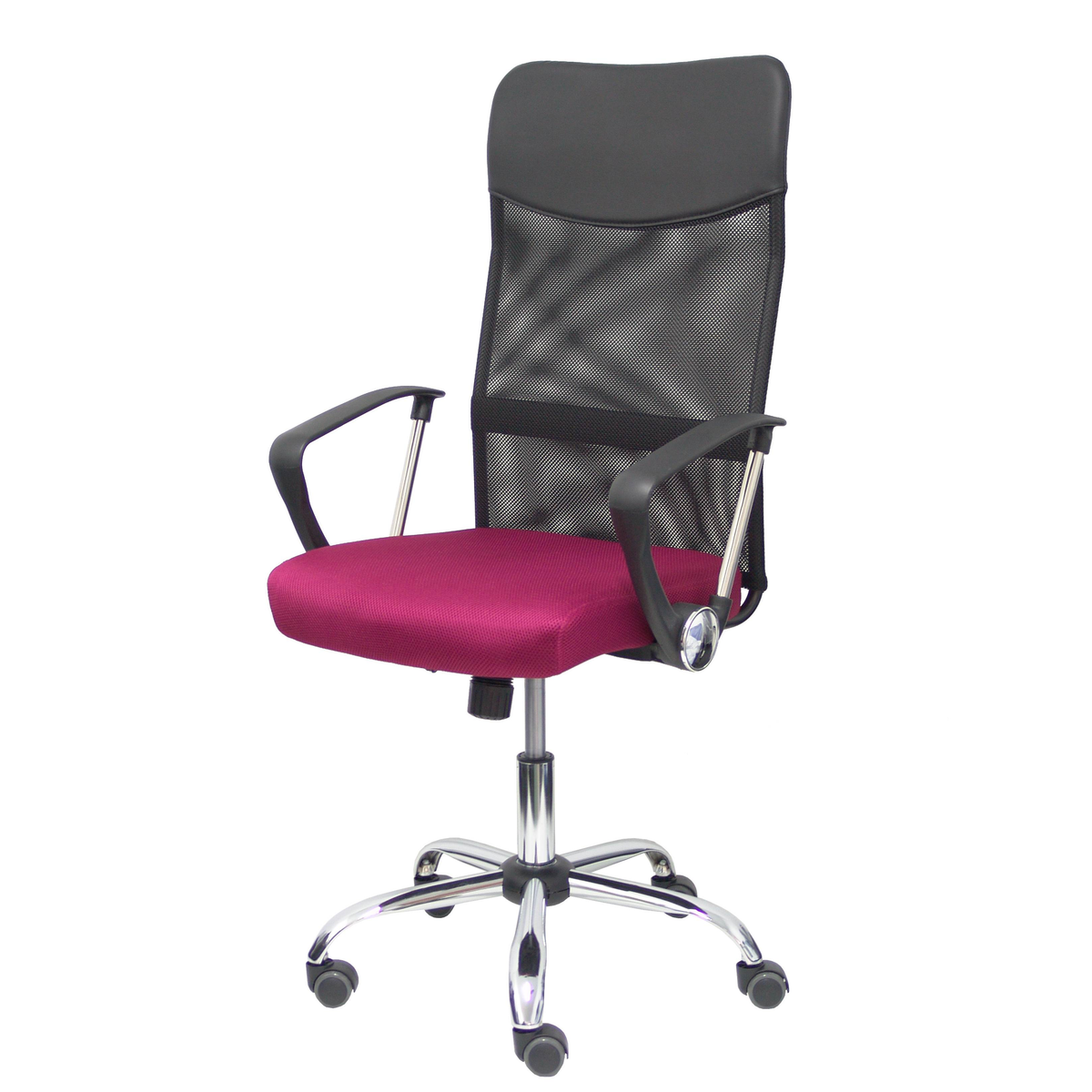 Silla de oficina Piqueras y Crespo Gontar Malla + Similpiel - Negro / Granate