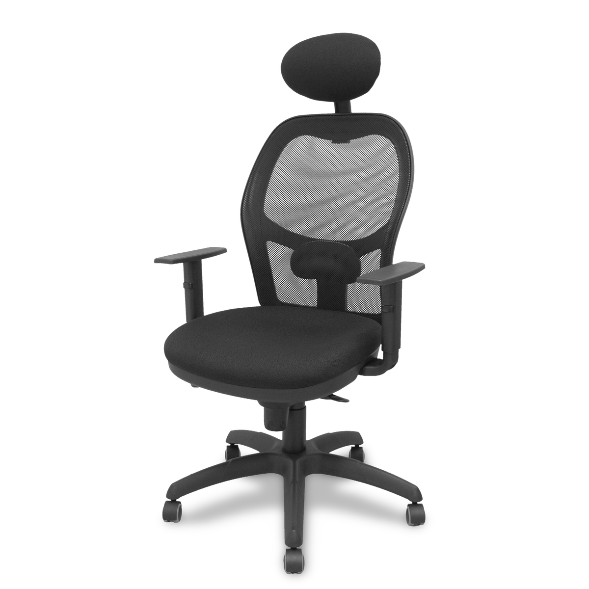 Silla de oficina Piqueras y Crespo Jorquera Malla + Bali - Ruedas parquet · Cabecero - Negro
