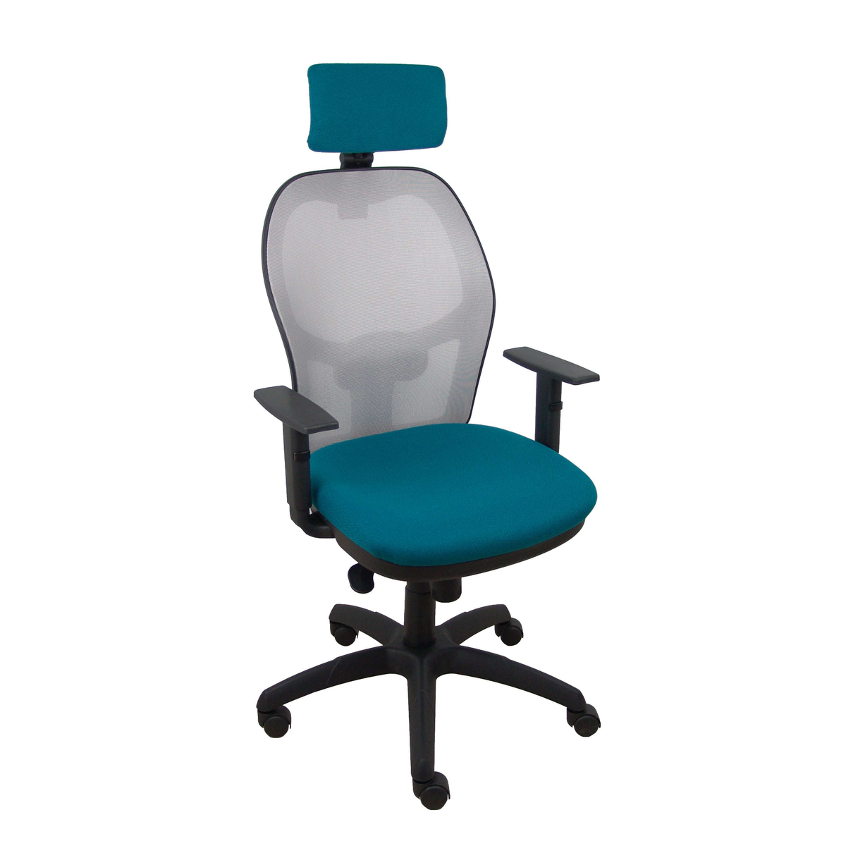 Silla de oficina Piqueras y Crespo Jorquera Malla + Bali - Ref. fabricante 15SM40B429B10CRNCR - Gris / Verde Petroleo