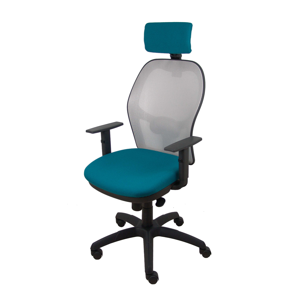 Silla de oficina Piqueras y Crespo Jorquera Malla + Bali - Ref. fabricante 15SM40B429B10CRNCR - Gris / Verde Petroleo