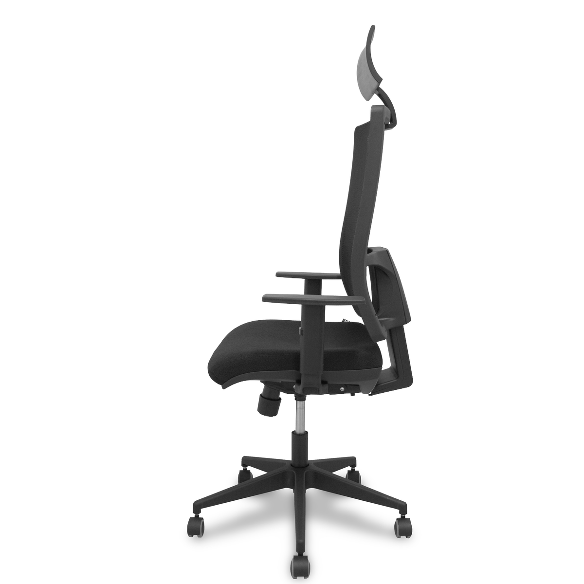 Silla de oficina Piqueras y Crespo Horna Bali + Malla - Sincro con traslack · Brazos 1D · - Negro