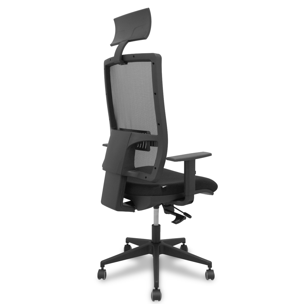 Silla de oficina Piqueras y Crespo Horna Bali + Malla - Sincro con traslack · Brazos 1D · - Negro