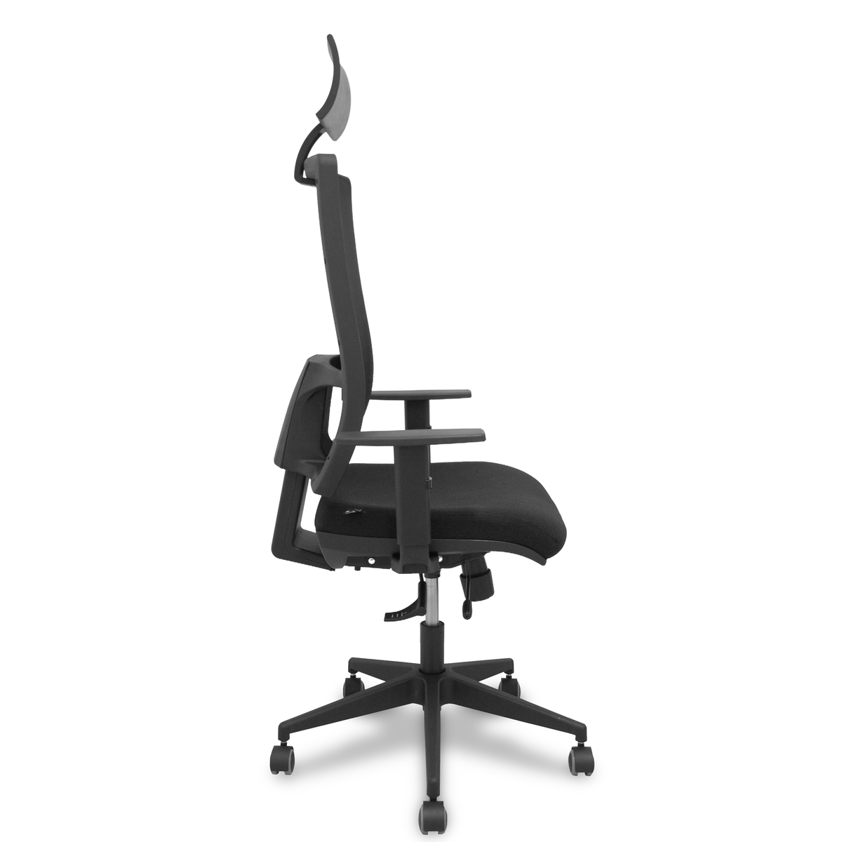 Silla de oficina Piqueras y Crespo Horna Bali + Malla - Sincro con traslack · Brazos 1D · - Negro