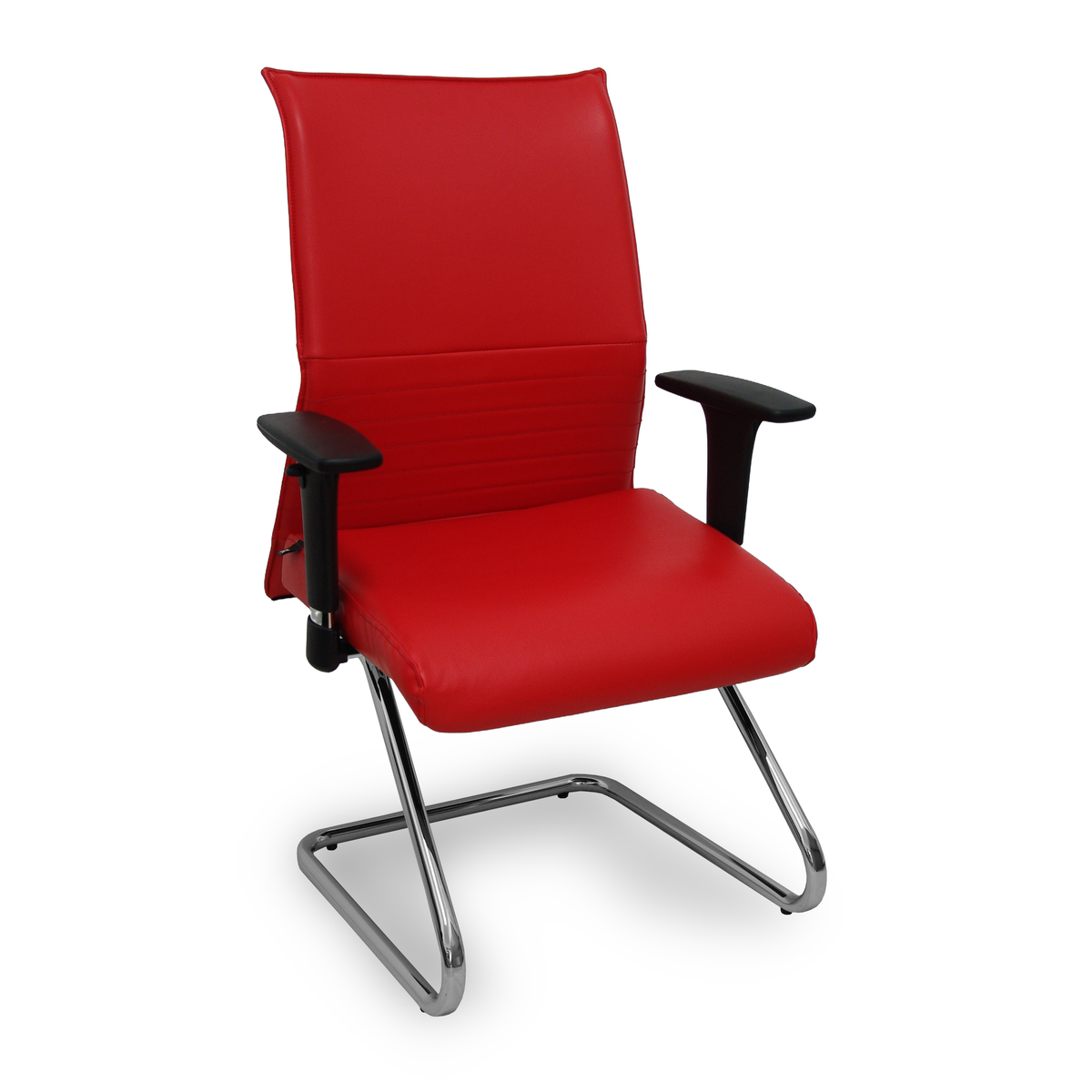 Sillón de oficina Piqueras y Crespo Albacete Confidente Patin Similpiel - Brazos regulables - Rojo
