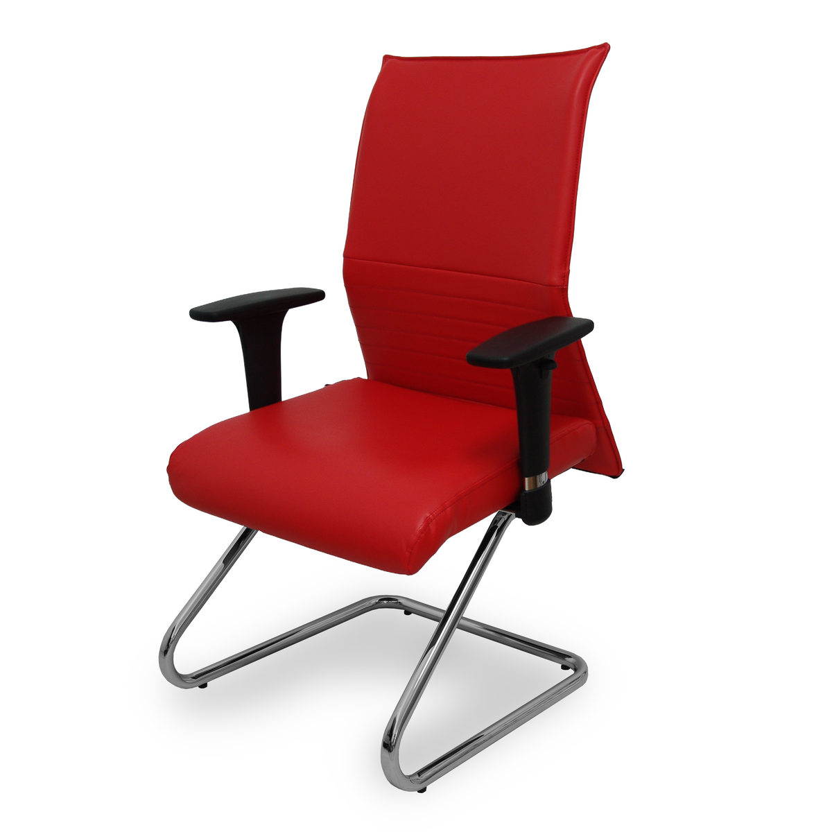 Sillón de oficina Piqueras y Crespo Albacete Confidente Patin Similpiel - Brazos regulables - Rojo