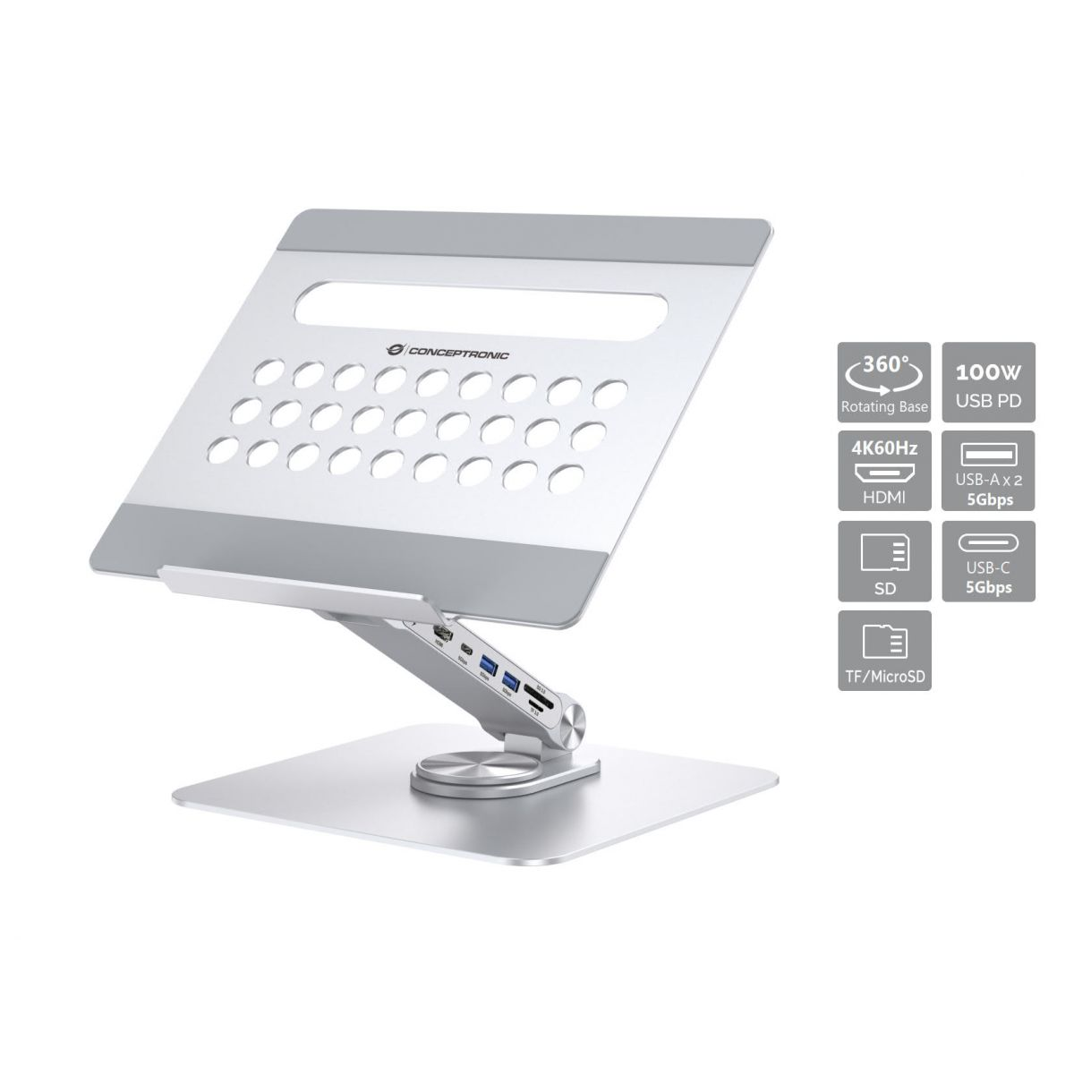 Soporte para portátil Conceptronic DONN27G Plata