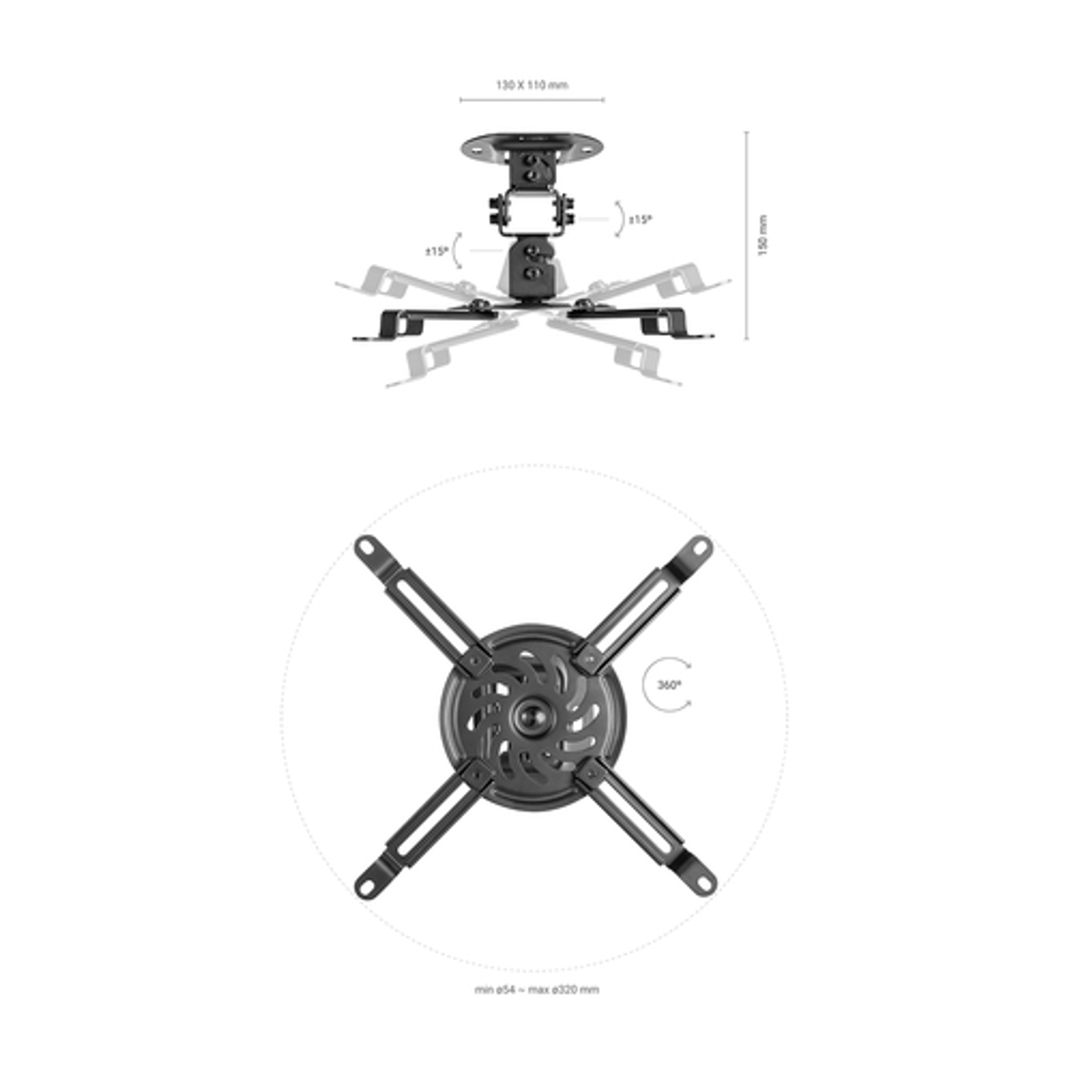 Soporte para proyector AISENS CP03TSR-127 Techo 13,5 kg - vista 4