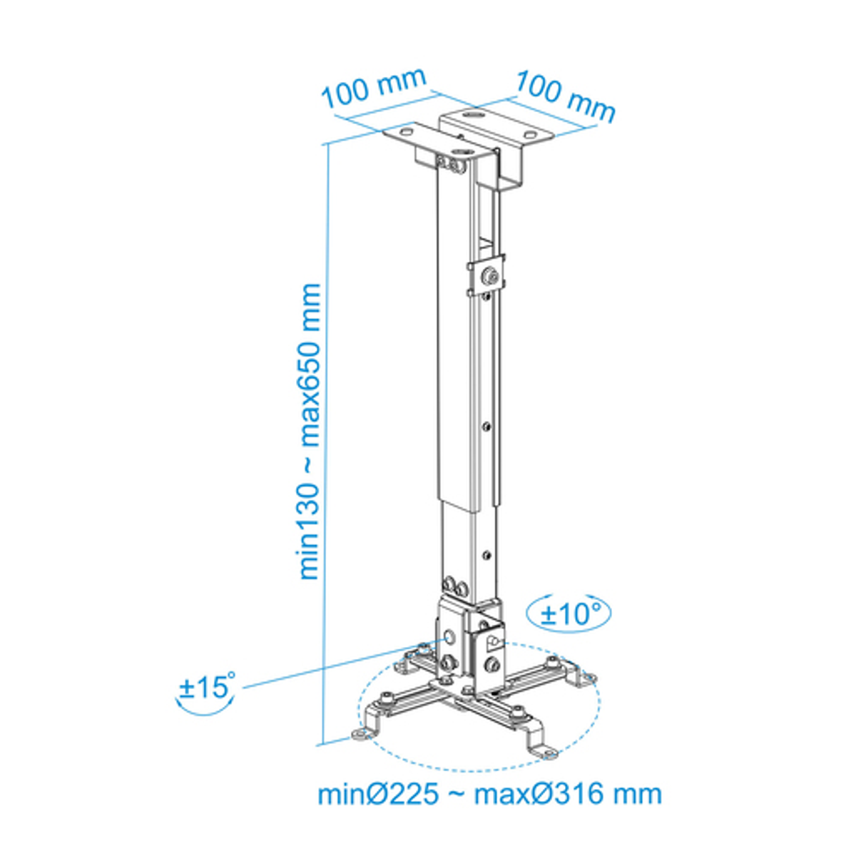 Soporte para proyector TooQ PJ2012T-S Techo 20 kg - vista 7