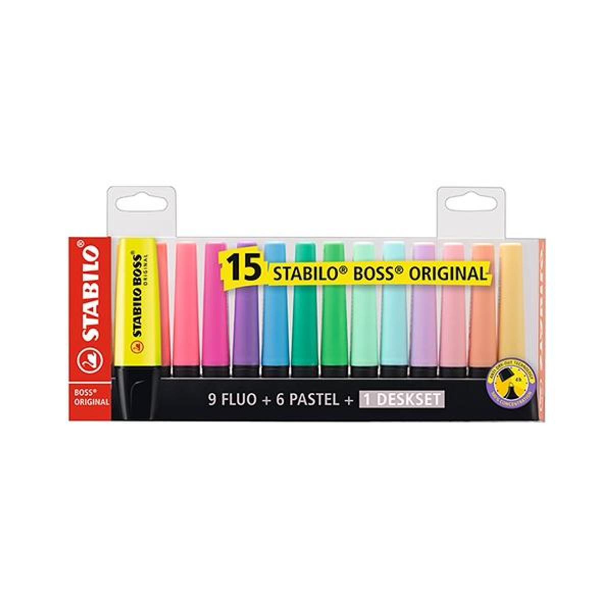 Subrayador Stabilo Marcador Fluorescente Boss Original - Punta Biselada - Trazo 2 Mm y 5