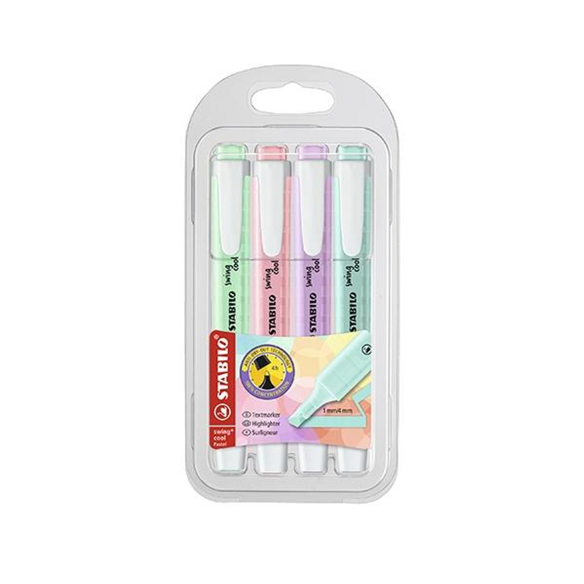 Subrayador Stabilo Paq.4 Marcadores Fluorescentes Swing Cool Pastel Colores 275/4-08