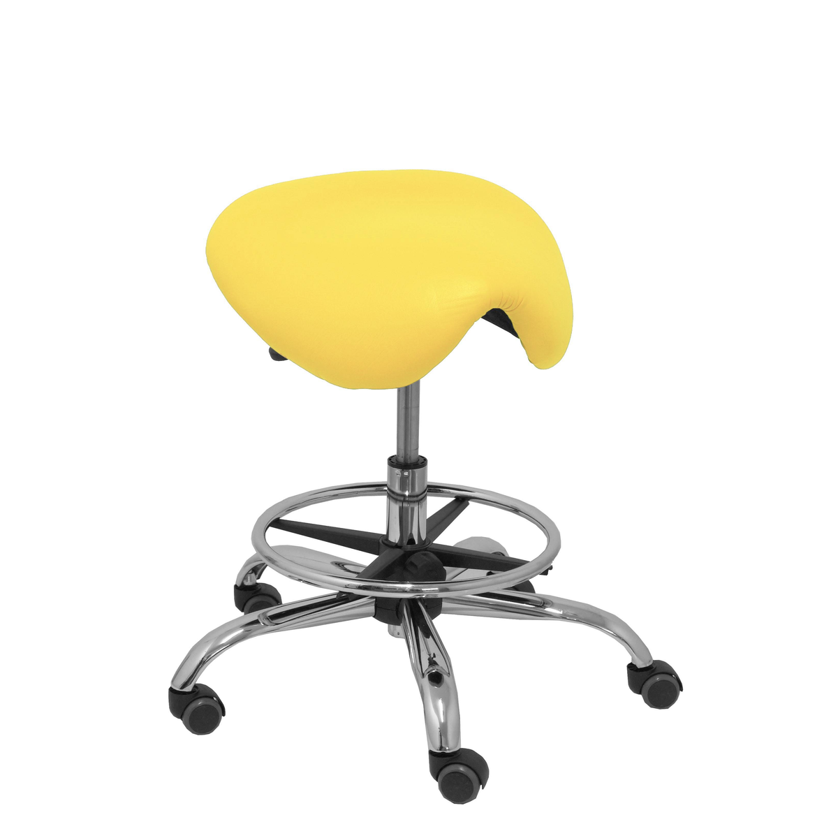 Taburete de oficina Piqueras y Crespo Alatoz Similpiel - Ref. fabricante T16BSP100CRRP - Amarillo