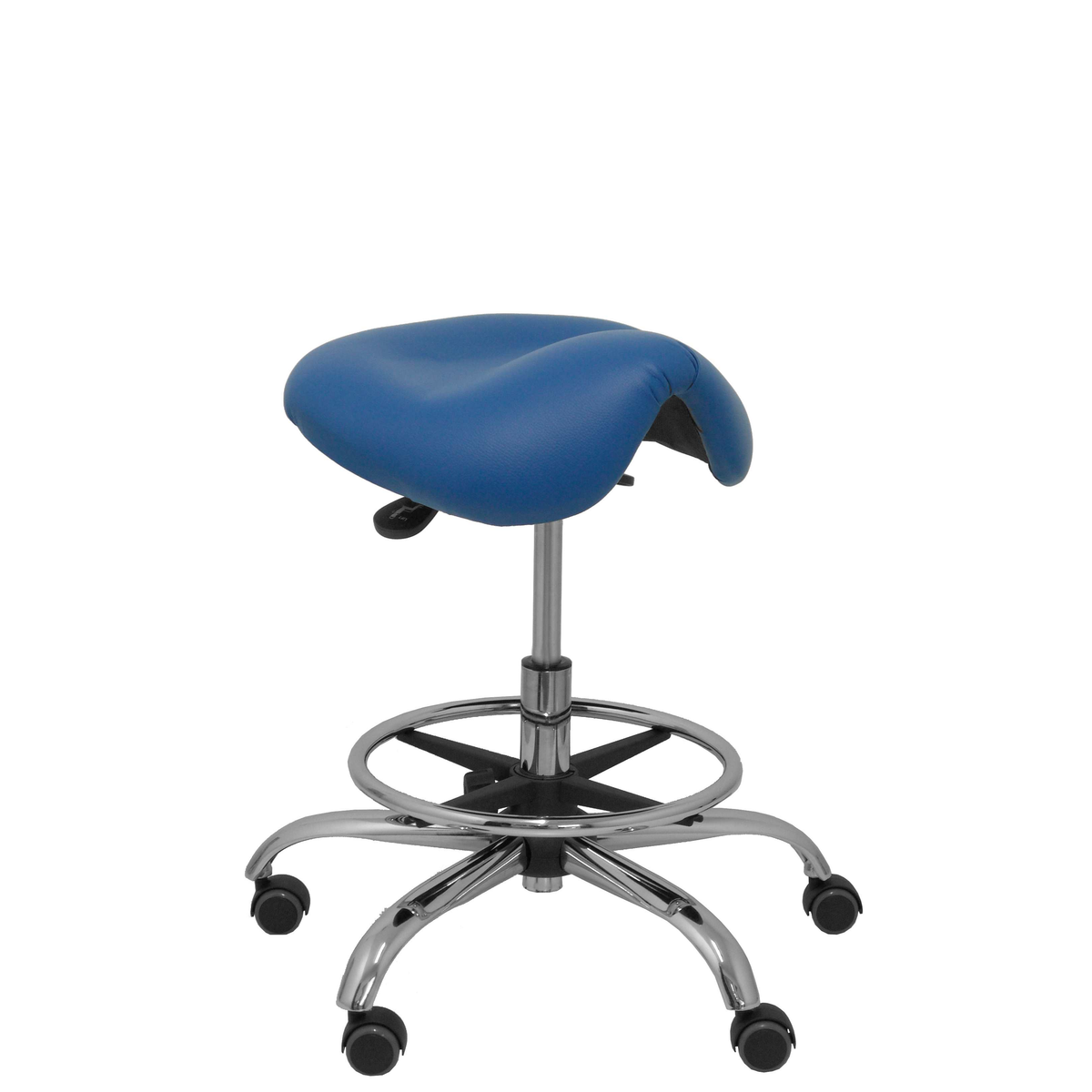 Taburete de oficina Piqueras y Crespo Alatoz Similpiel - Ref. fabricante T16BSP100CRRP - Azul