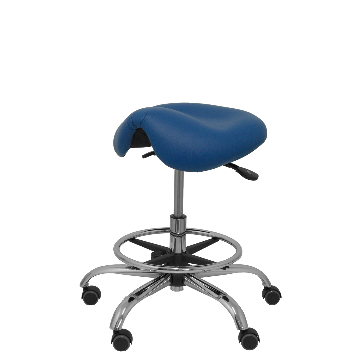 Taburete de oficina Piqueras y Crespo Alatoz Similpiel - Ref. fabricante T16BSP100CRRP - Azul