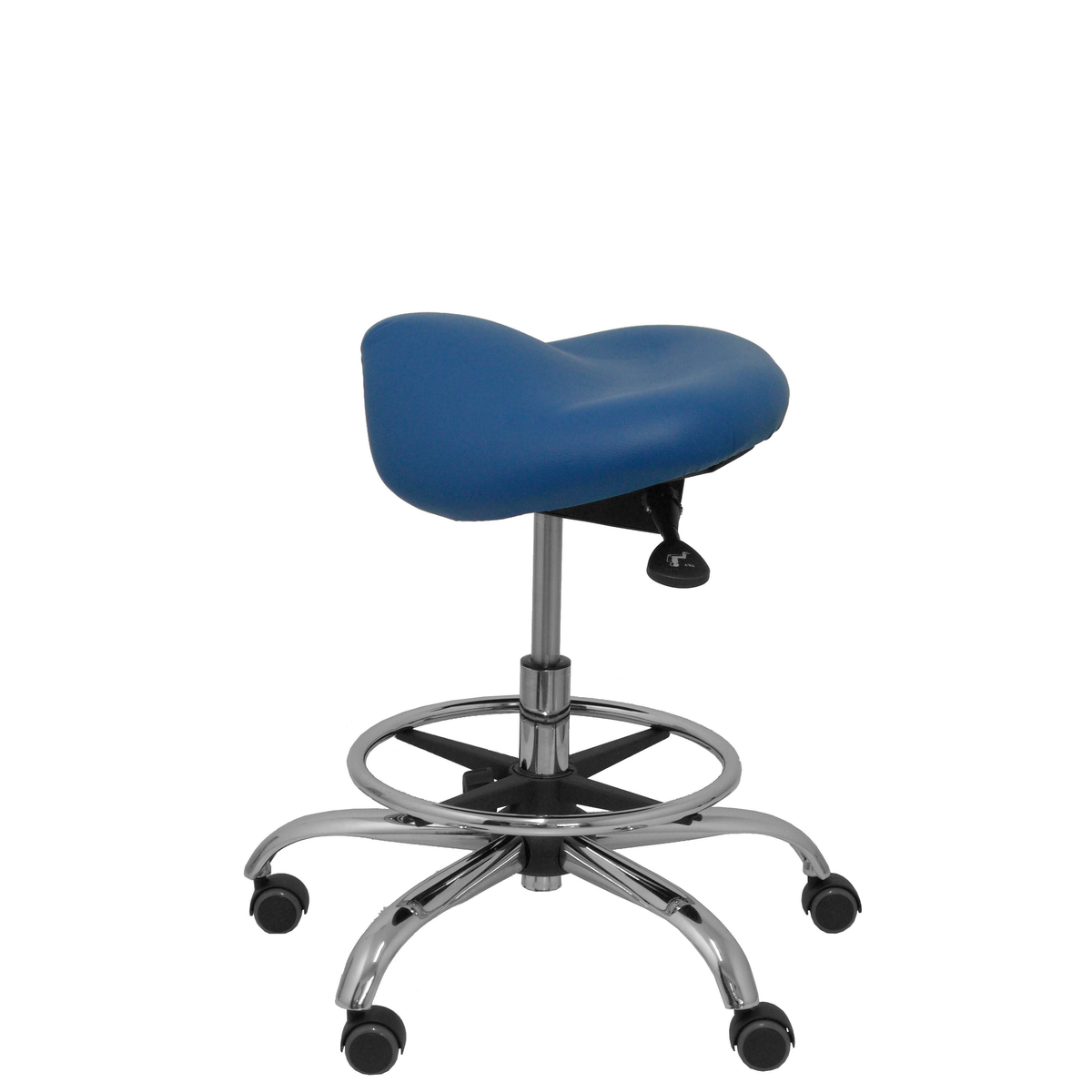 Taburete de oficina Piqueras y Crespo Alatoz Similpiel - Ref. fabricante T16BSP100CRRP - Azul