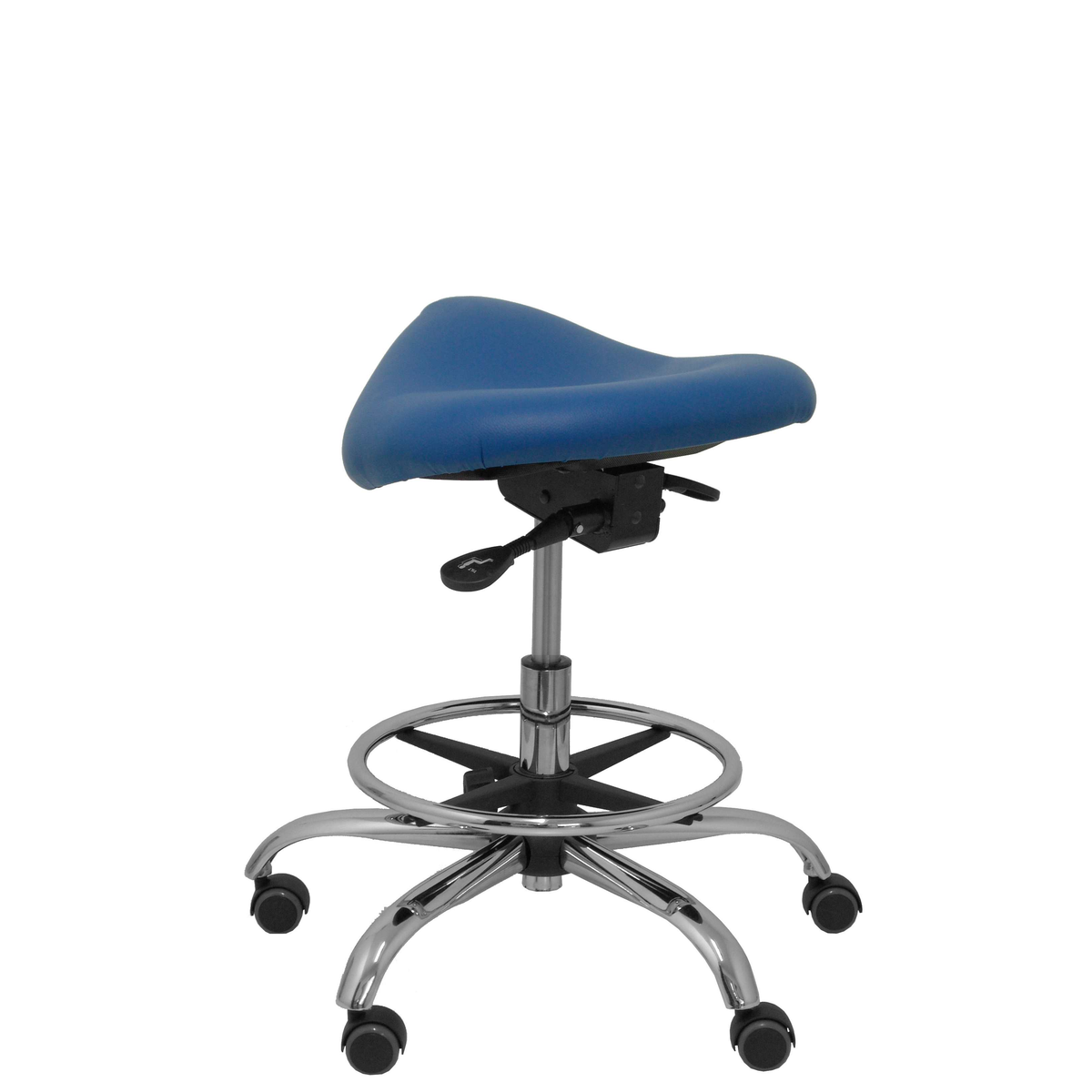 Taburete de oficina Piqueras y Crespo Alatoz Similpiel - Ref. fabricante T16BSP100CRRP - Azul