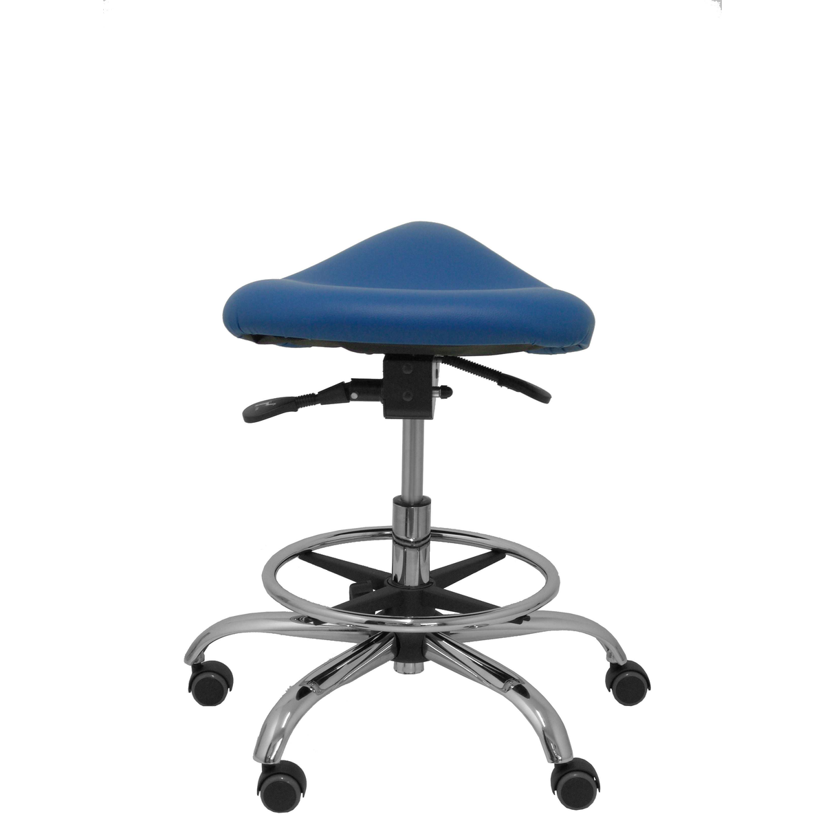 Taburete de oficina Piqueras y Crespo Alatoz Similpiel - Ref. fabricante T16BSP100CRRP - Azul