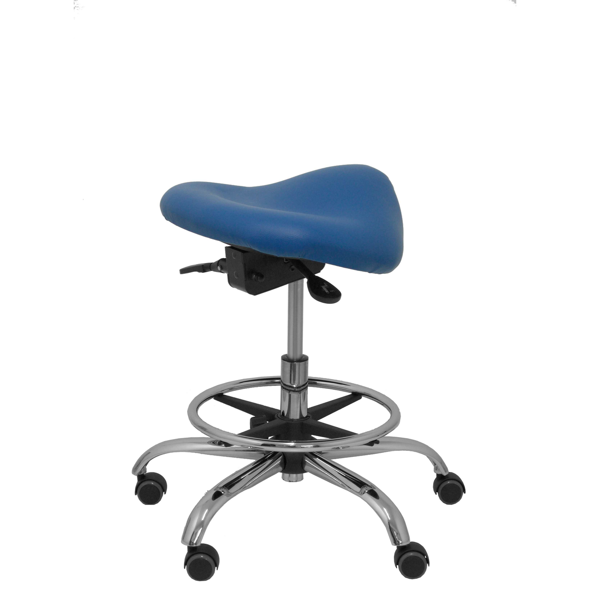 Taburete de oficina Piqueras y Crespo Alatoz Similpiel - Ref. fabricante T16BSP100CRRP - Azul