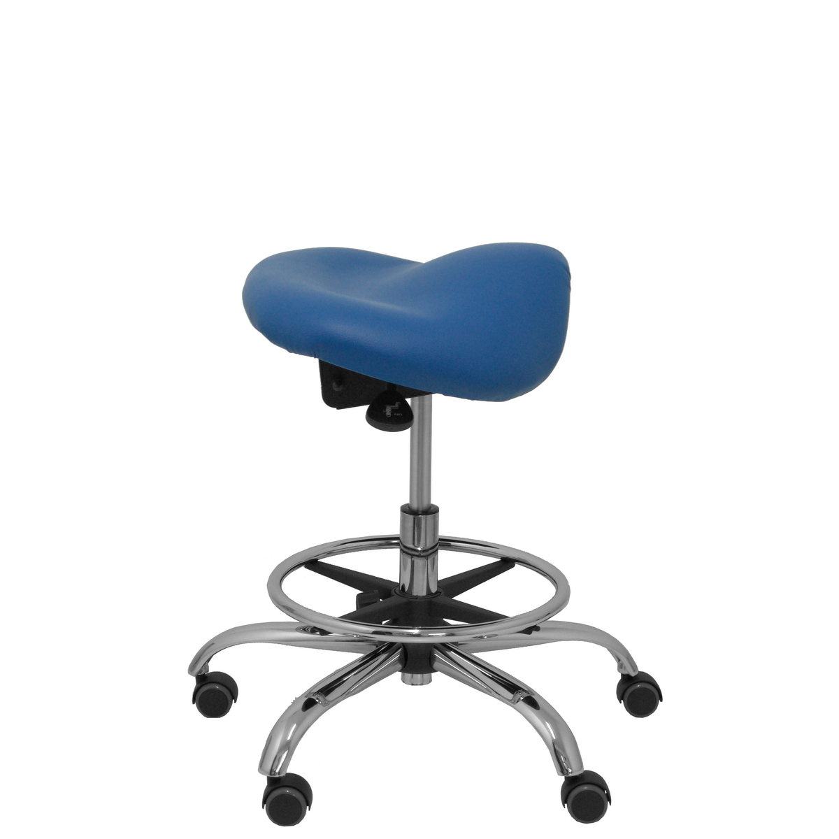 Taburete de oficina Piqueras y Crespo Alatoz Similpiel - Ref. fabricante T16BSP100CRRP - Azul