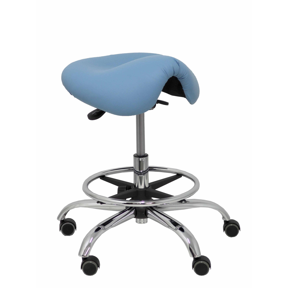 Taburete de oficina Piqueras y Crespo Alatoz Similpiel - Ref. fabricante T16BSP100CRRP - Azul Claro