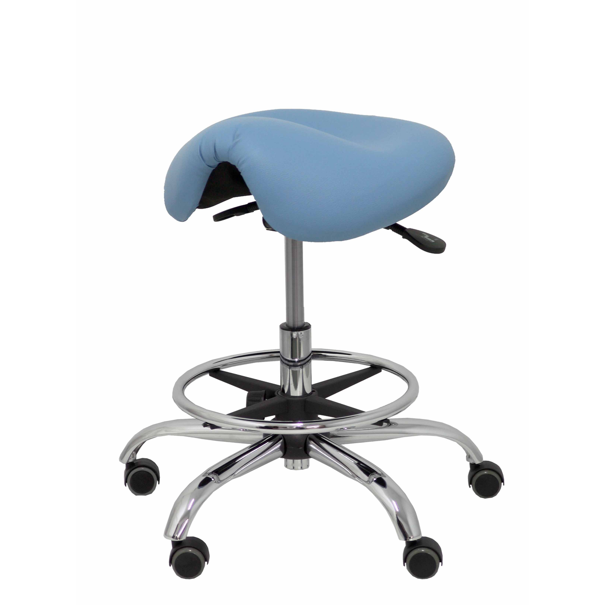 Taburete de oficina Piqueras y Crespo Alatoz Similpiel - Ref. fabricante T16BSP100CRRP - Azul Claro
