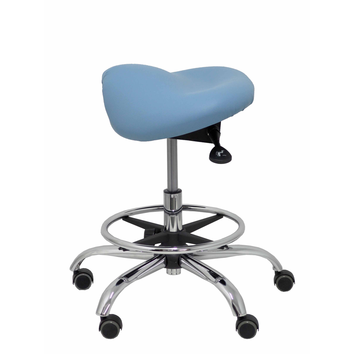 Taburete de oficina Piqueras y Crespo Alatoz Similpiel - Ref. fabricante T16BSP100CRRP - Azul Claro