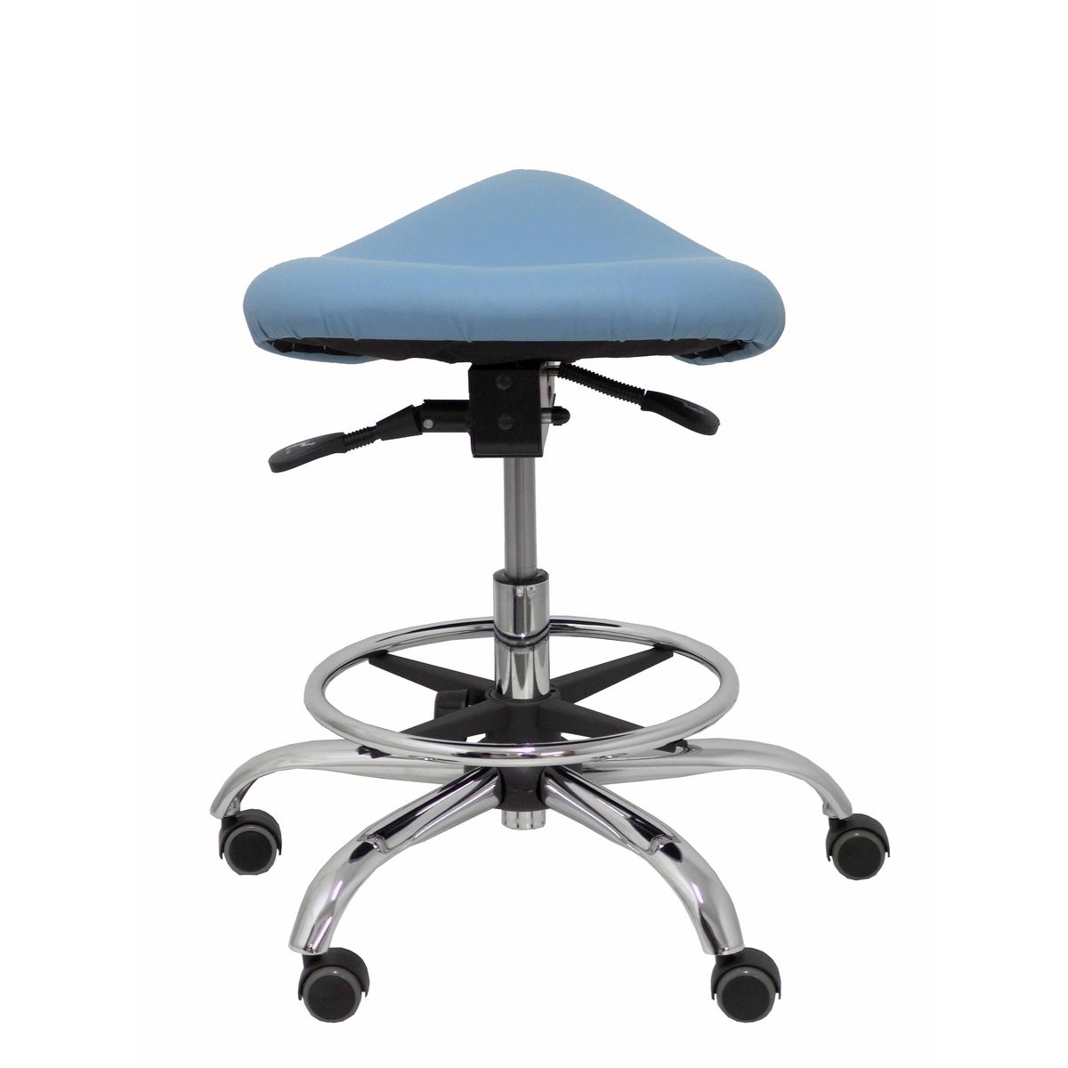 Taburete de oficina Piqueras y Crespo Alatoz Similpiel - Ref. fabricante T16BSP100CRRP - Azul Claro