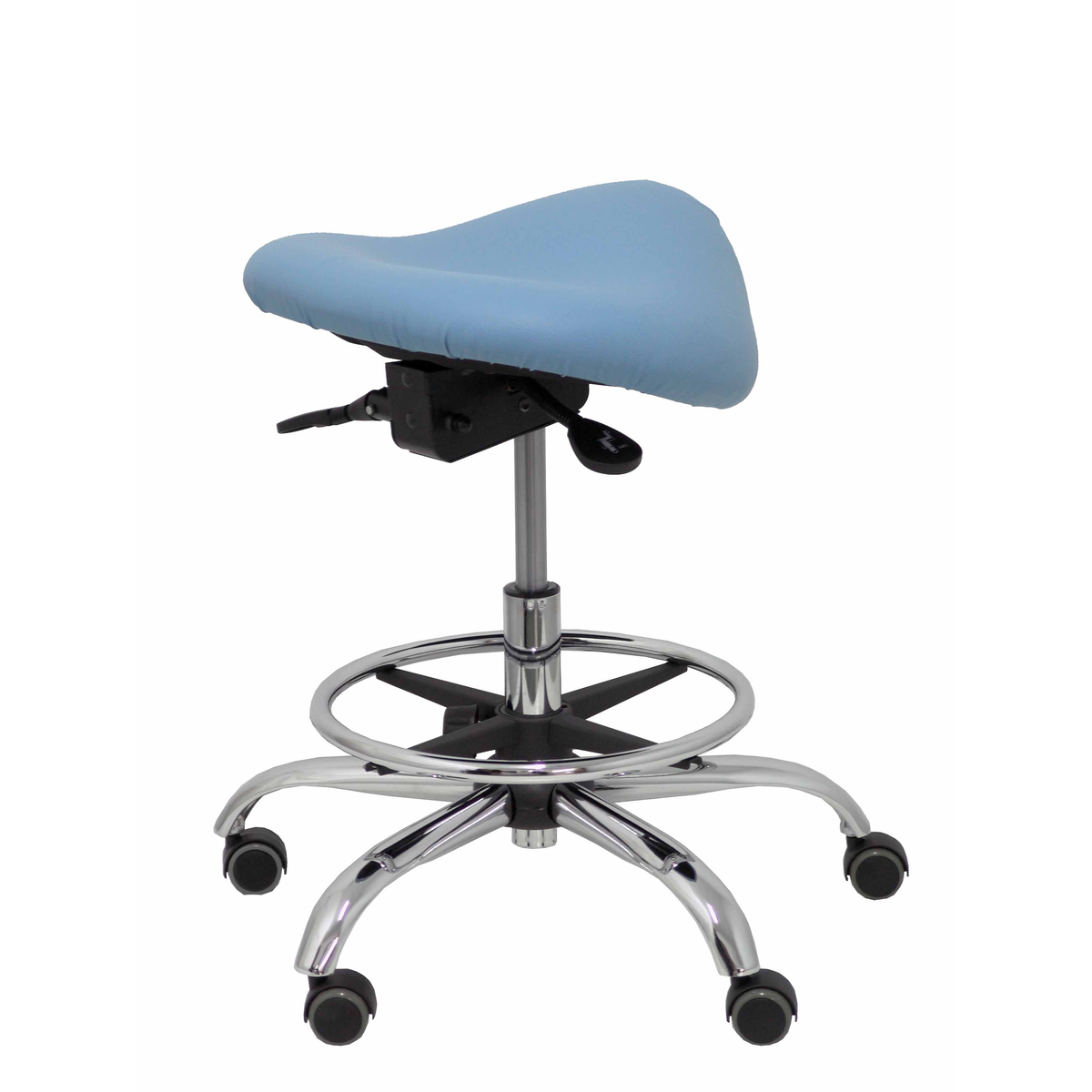 Taburete de oficina Piqueras y Crespo Alatoz Similpiel - Ref. fabricante T16BSP100CRRP - Azul Claro