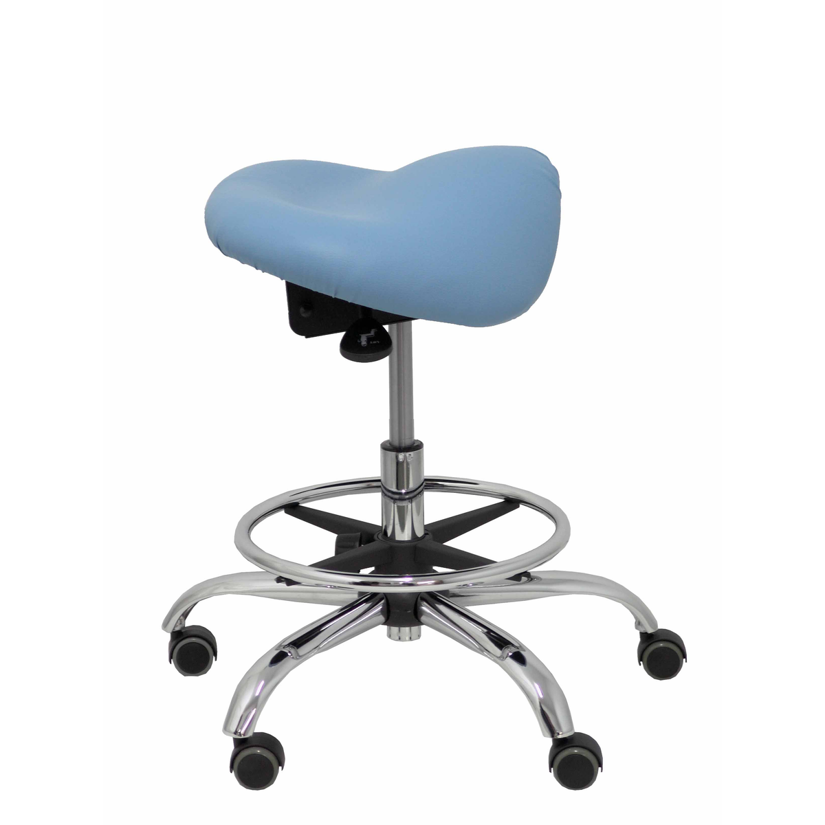 Taburete de oficina Piqueras y Crespo Alatoz Similpiel - Ref. fabricante T16BSP100CRRP - Azul Claro