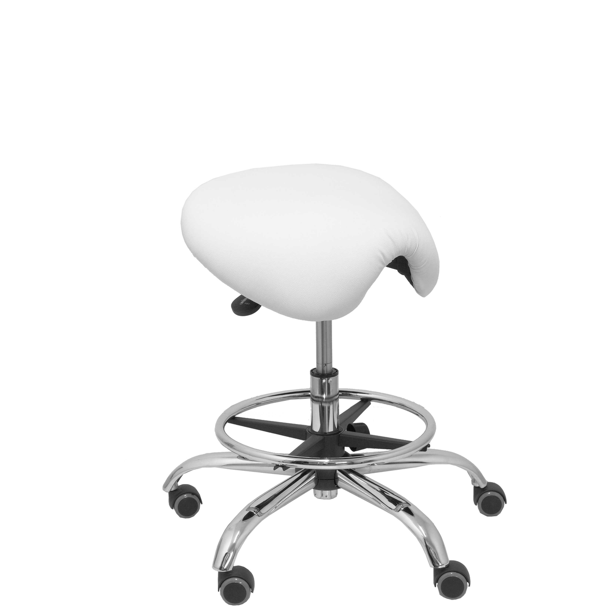 Taburete de oficina Piqueras y Crespo Alatoz Similpiel - Ref. fabricante T16BSP100CRRP - Blanco