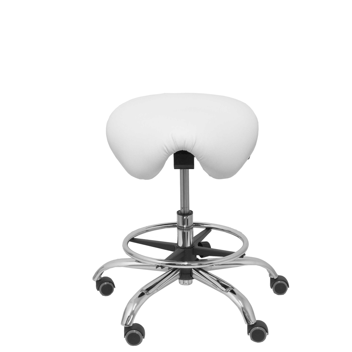Taburete de oficina Piqueras y Crespo Alatoz Similpiel - Ref. fabricante T16BSP100CRRP - Blanco
