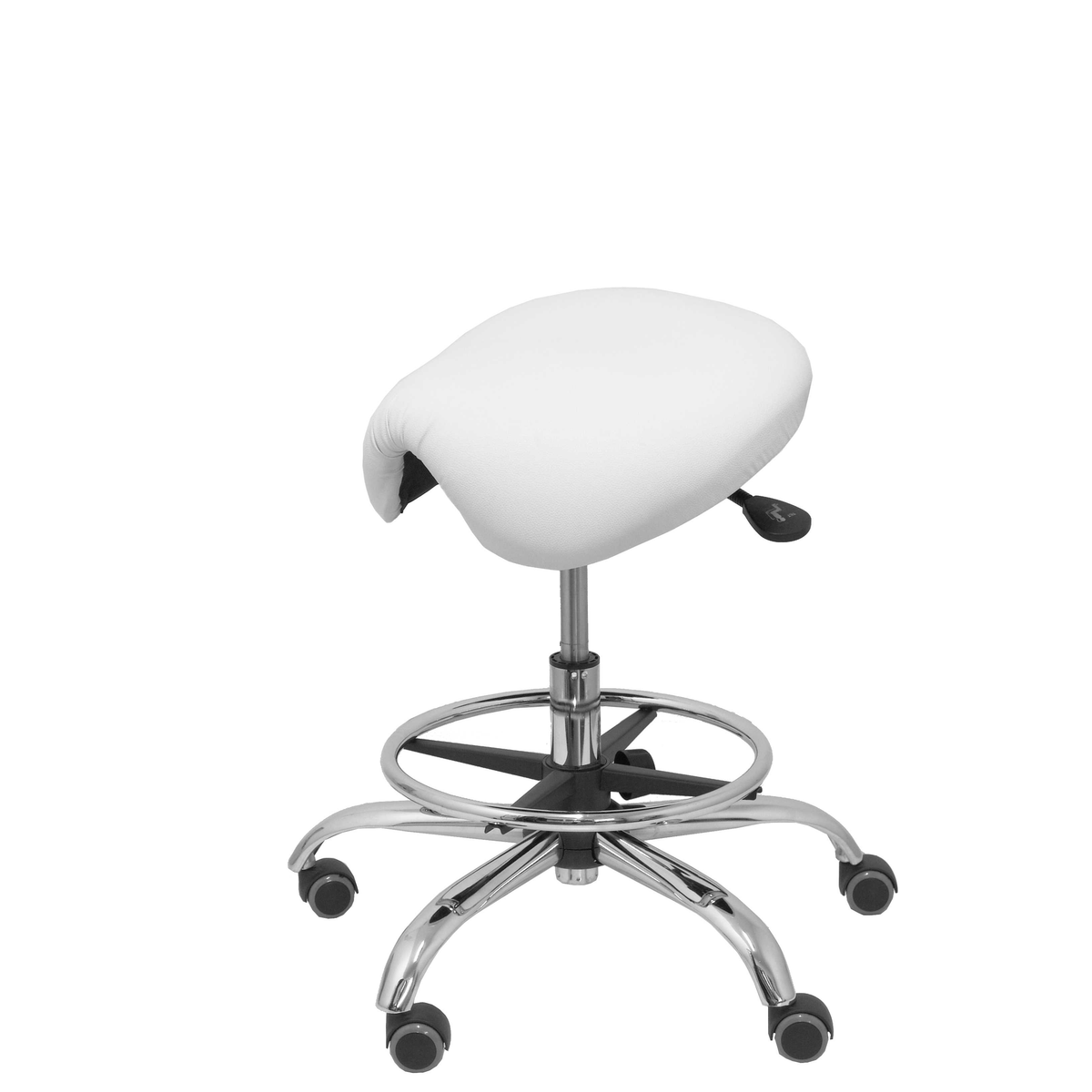 Taburete de oficina Piqueras y Crespo Alatoz Similpiel - Ref. fabricante T16BSP100CRRP - Blanco